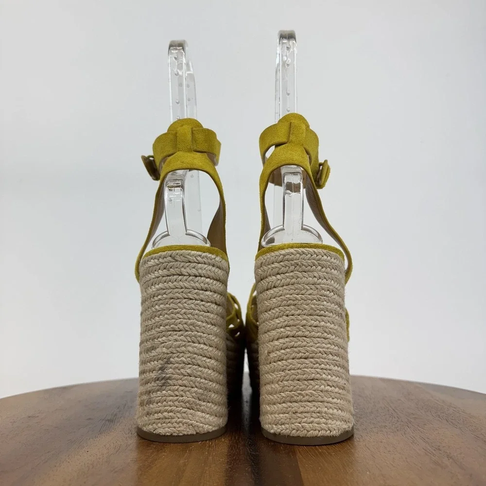 Womens Marc Fisher Oaten Gold Suede Platform Espadrille Sandals Heels Size 10‎ M